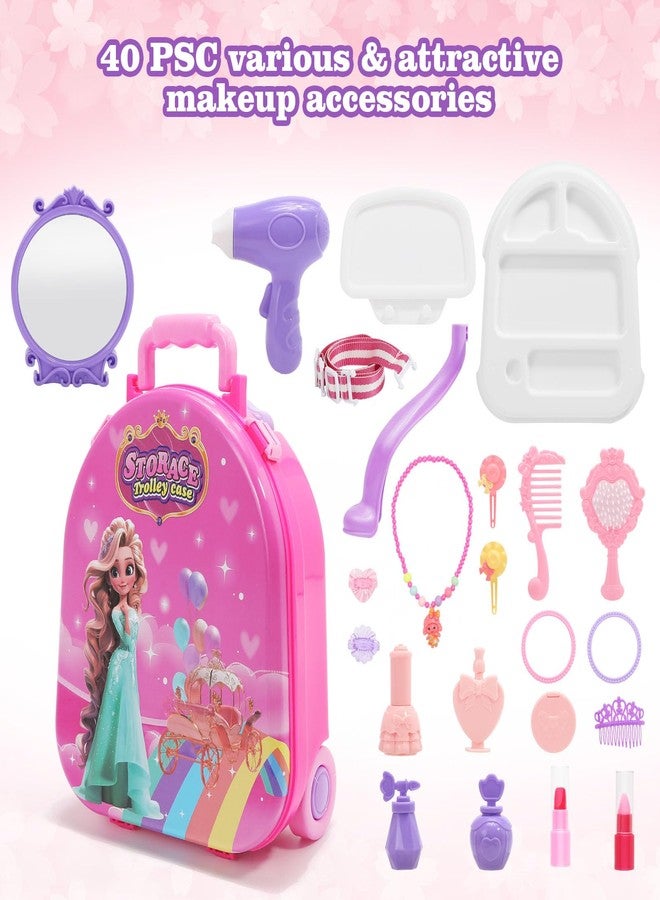 Plintone 4 in 1 Girls Vanity Set Dress Up Toy Vanities 40 PCS Toddler Vanity with Fashion Accessories, Pretend Makeup for Toddlers 3-5, Play Makeup for Girls 3-7 Best Birthday Christmas Festival Gift - Image 3